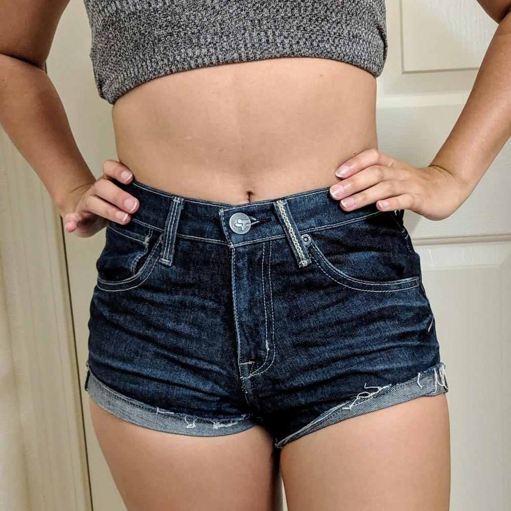Black washed out / faded denim shorts